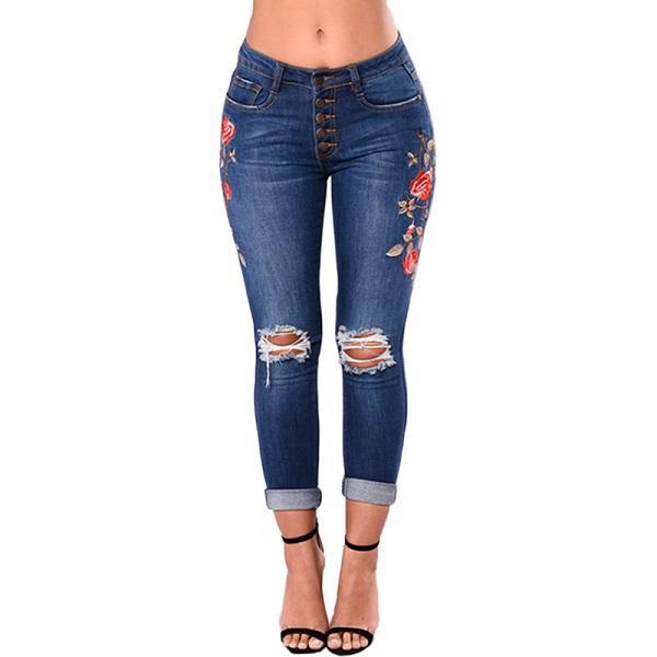 Floral Fusion Jeans - Fastbizstore