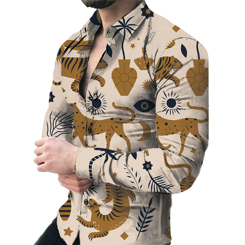 Men's Casual Long Sleeved Large Floral Shirt - Fastbizstore