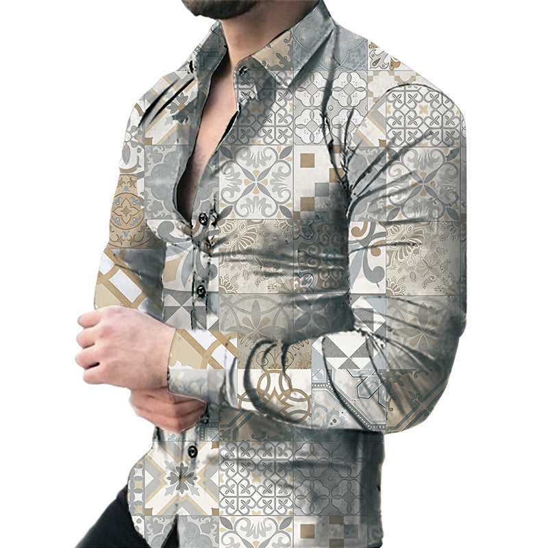 Men's Casual Long Sleeved Large Floral Shirt - Fastbizstore