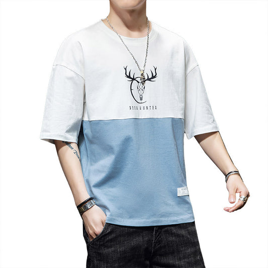 Loose casual half sleeve T-shirt men - Fastbizstore