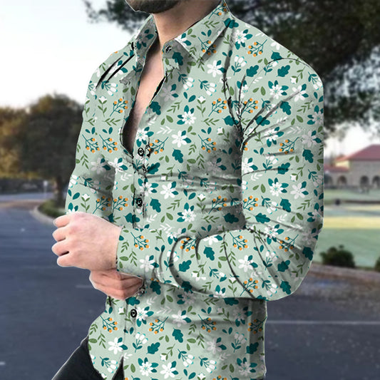 Men's Casual Long Sleeved Large Floral Shirt - Fastbizstore