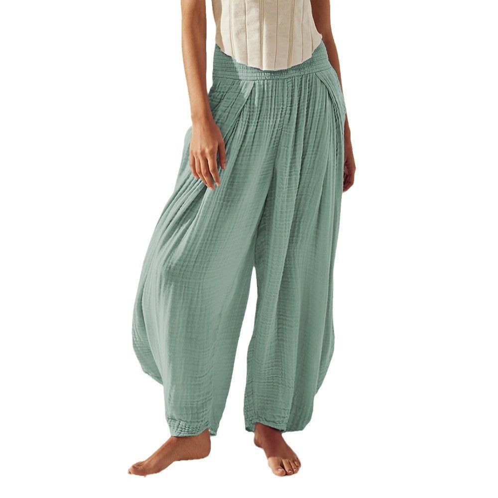 Slimming Flab Casual Pants Drape Chambray - Fastbizstore