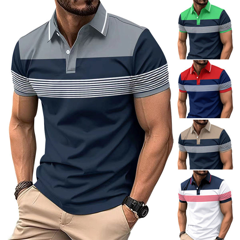 Casual Button Business Striped T-Shirt - Fastbizstore