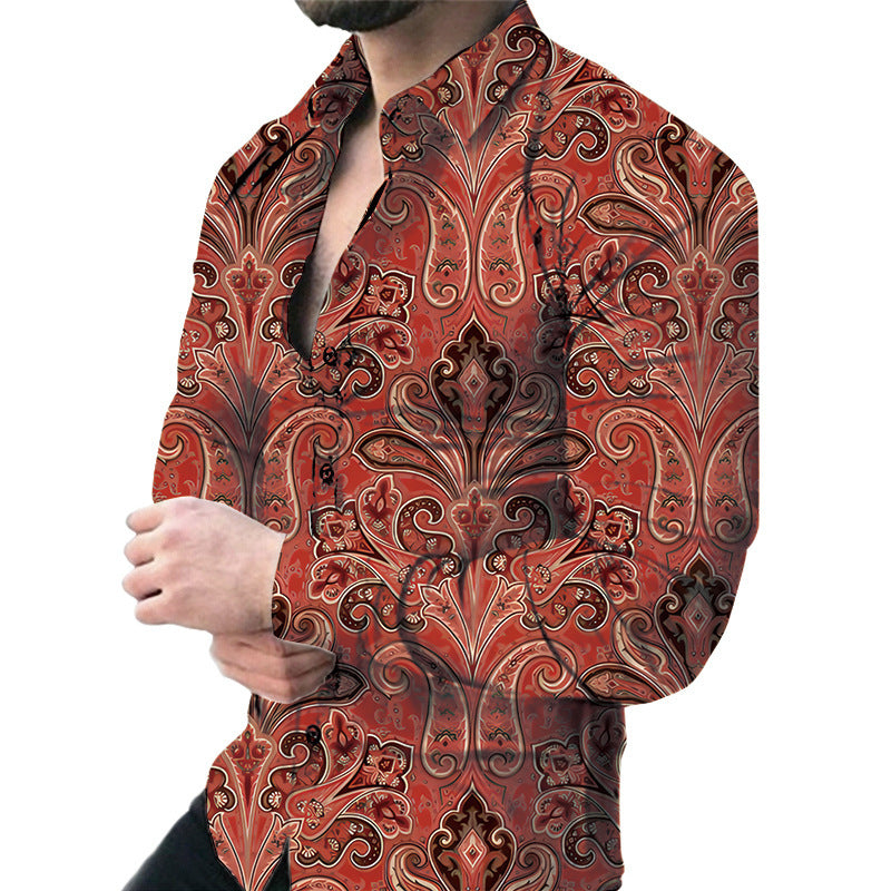 Men's Casual Long Sleeved Large Floral Shirt - Fastbizstore